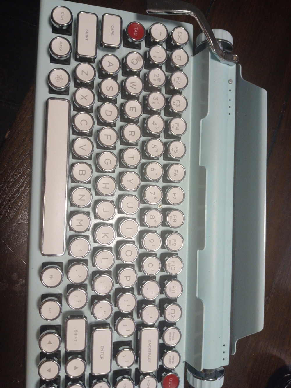 Mint Blue Retro-Style Round-Key Notebook Keyboard - Picture 3 of 6